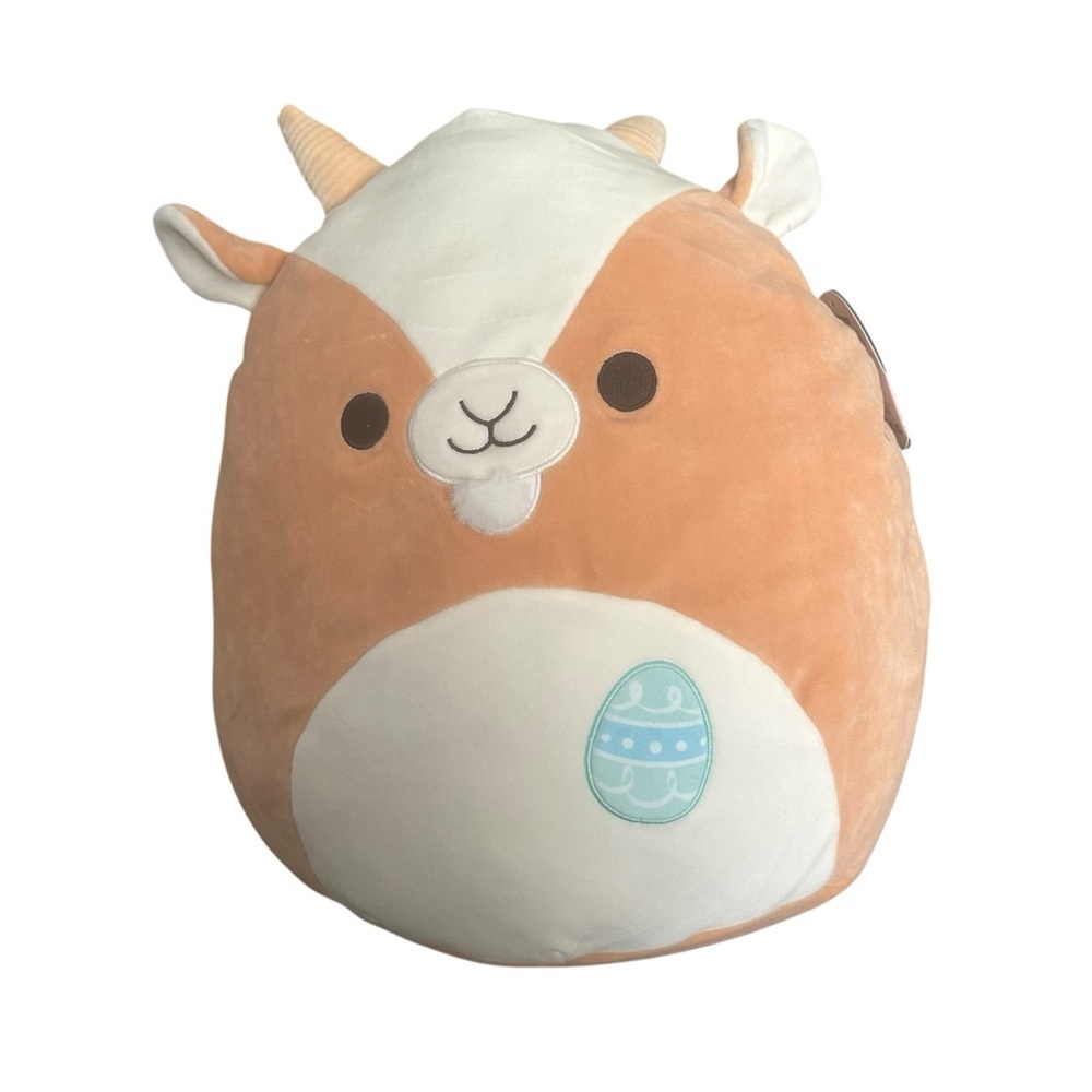 Squishmallows: GRANT THE GOAT 14" Easter Brown White‎ Blue Egg Horns Soft Plush